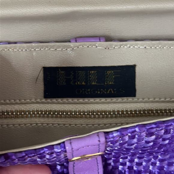 HILF Originals Vintage Retro Purple Weave Shoulder Bag Gold Chain Strap - Picture 7 of 11